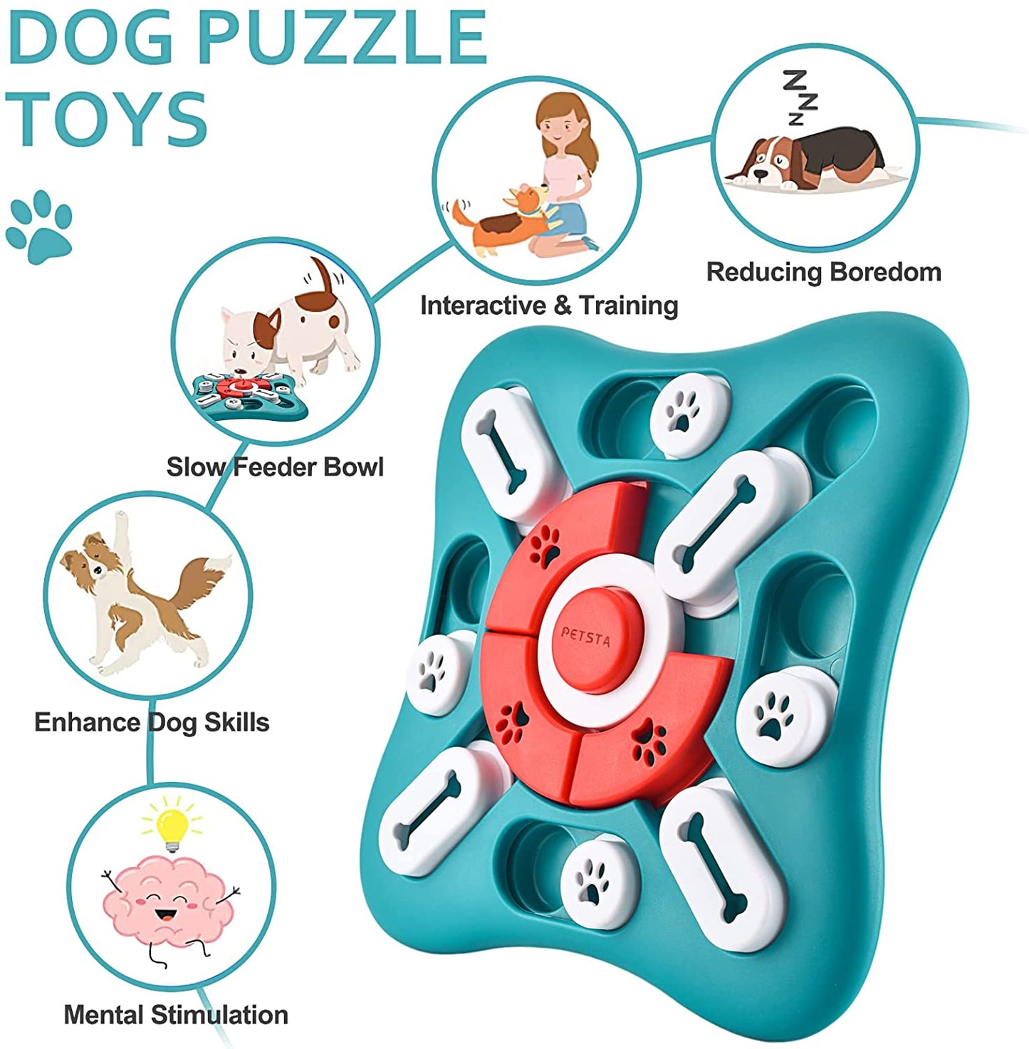 Dog Puzzle Toys, Treat Dispensing Dog Enrichment Toys for IQ Training and Brain