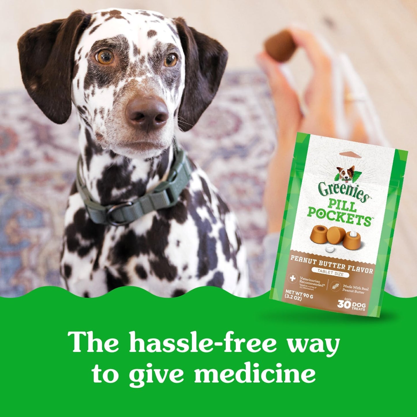 Pill Pockets for Dogs Large Size, Soft Dog Treats, with Real Peanut Butter, 7.9 Oz. Pouch (30 Treats)