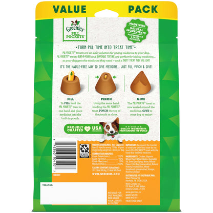 Pill Pockets for Dogs Chicken Flavor Large, Capsule Size Soft Dog Treats, 15.8 Oz, (60 Pk)
