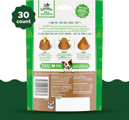 Pill Pockets for Dogs Large Size, Soft Dog Treats, with Real Peanut Butter, 7.9 Oz. Pouch (30 Treats)