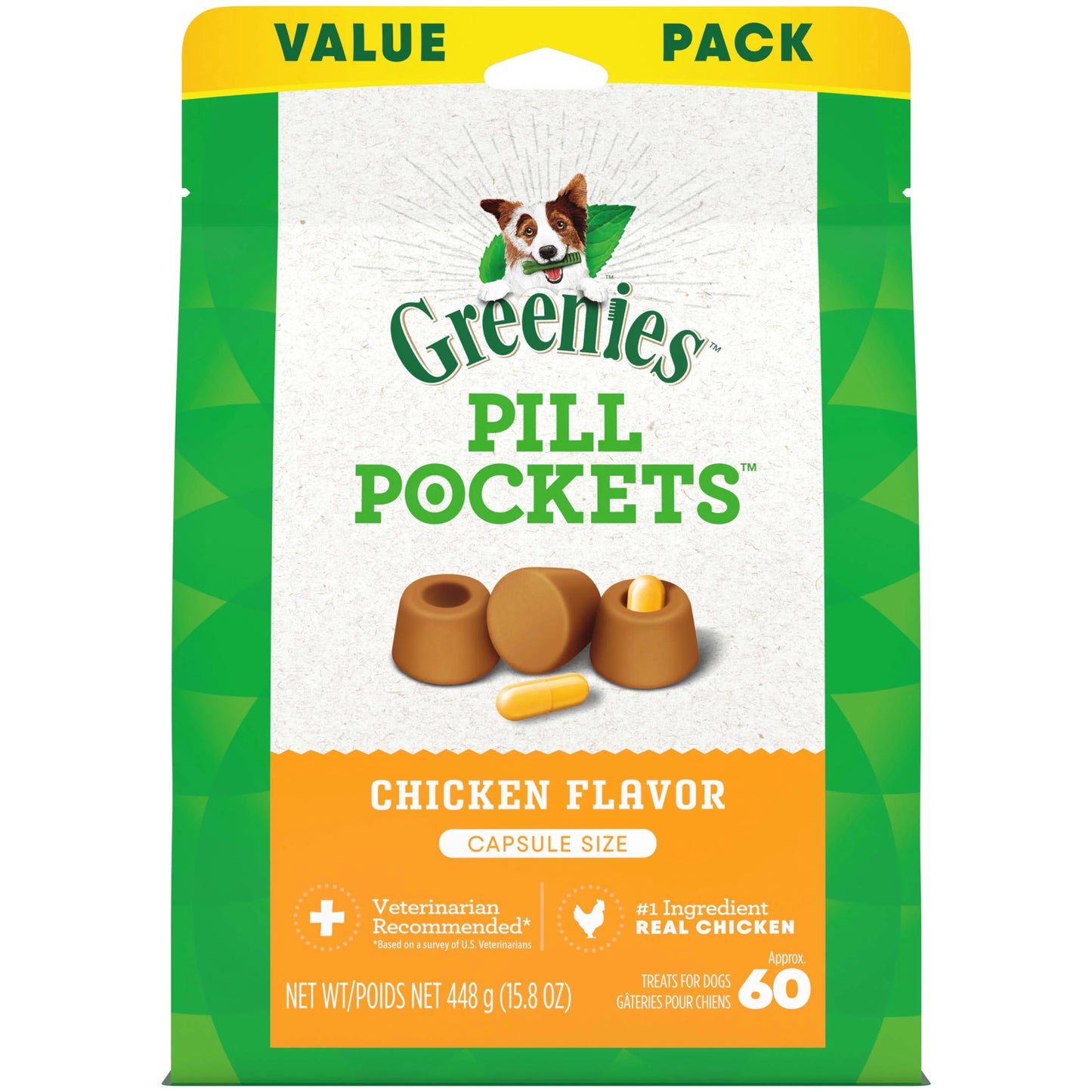 Pill Pockets for Dogs Chicken Flavor Large, Capsule Size Soft Dog Treats, 15.8 Oz, (60 Pk)