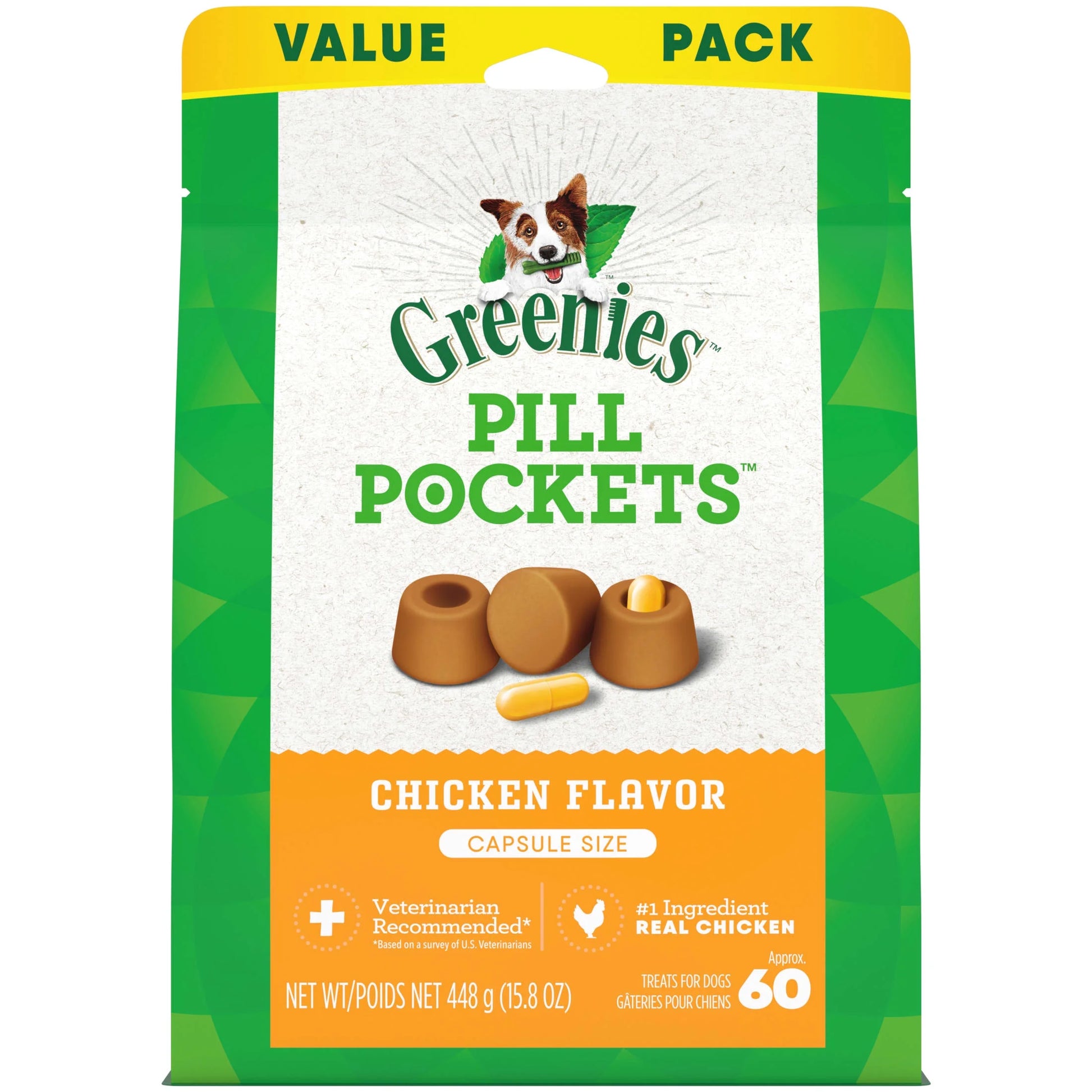 Pill Pockets for Dogs Chicken Flavor Large, Capsule Size Soft Dog Treats, 15.8 Oz, (60 Pk)