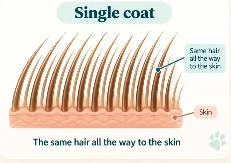 Single coat: the same hair all the way down to the skin