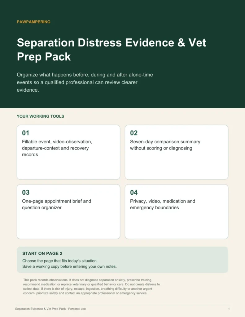 Separation Distress Evidence and Vet Prep Pack